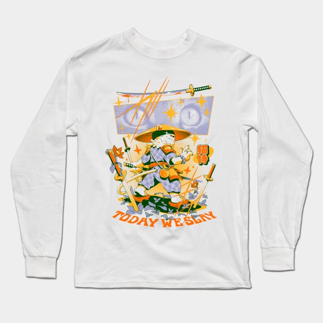 Samurai Cat Long Sleeve T-Shirt by Ilustrata